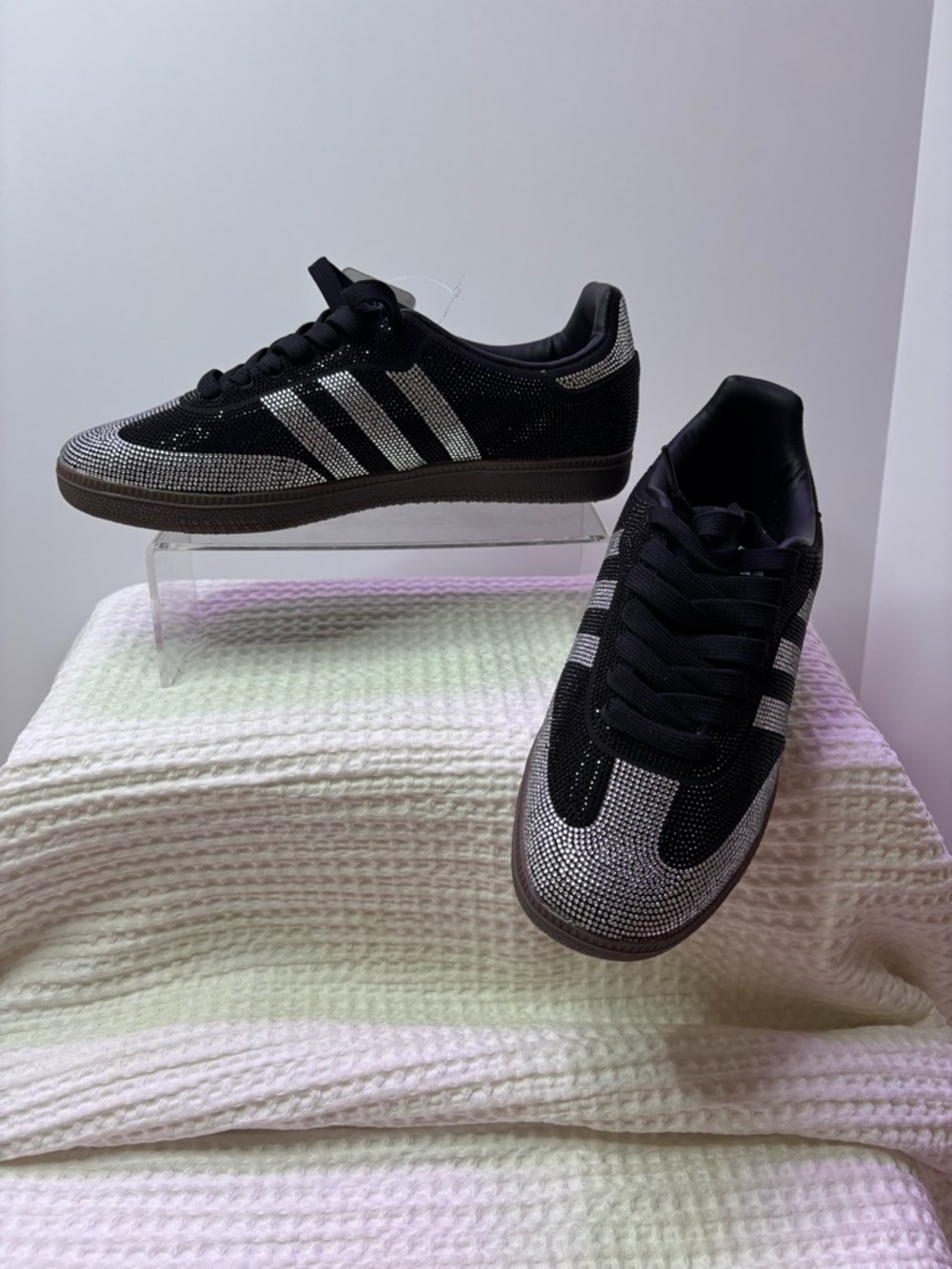 Adidas Samba OG Black Rhinestone-Embellished Low-Top Sneakers, Size 9.5
